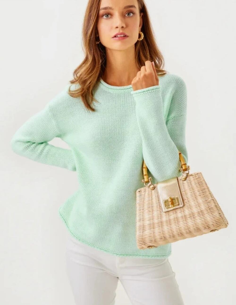 Lilly Pulitzer NWT Lotan Sweater Creme De Menthe Marl XL Coastal Preppy